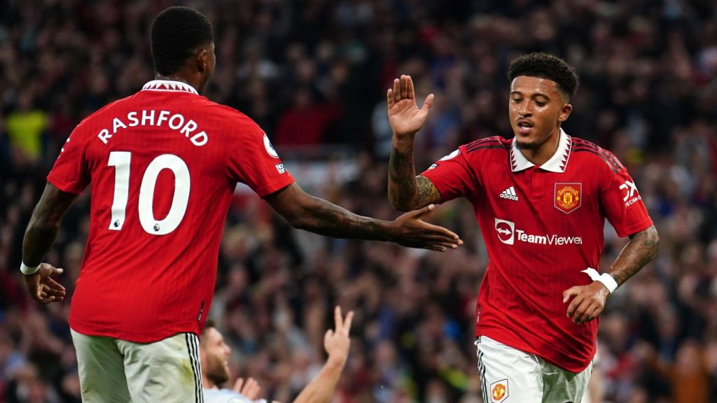 Jadon Sancho Marcus Rashford Manchester United Liverpool 2023