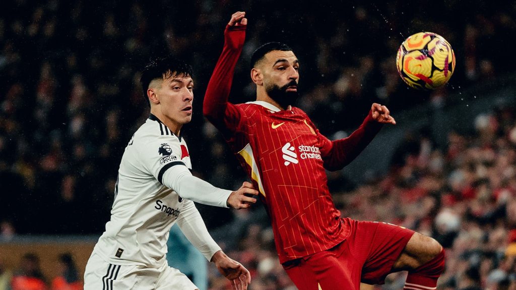 Lisandro Martinez Mohamed Salah Manchester United vs Liverpool 2025