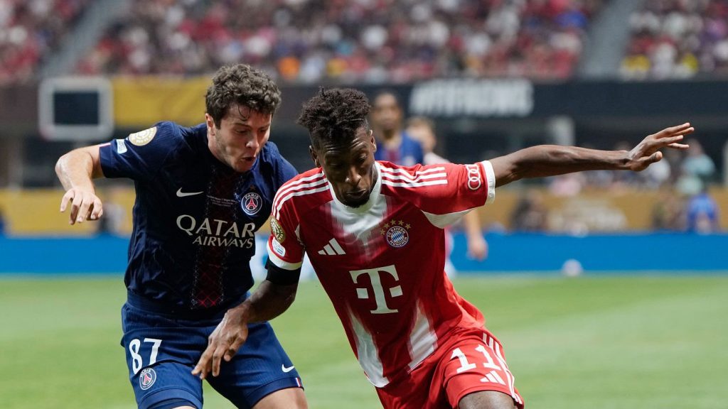 Kingsley Coman Joao Neves Bayern Munich vs PSG FIFA Club World Cup 2025 