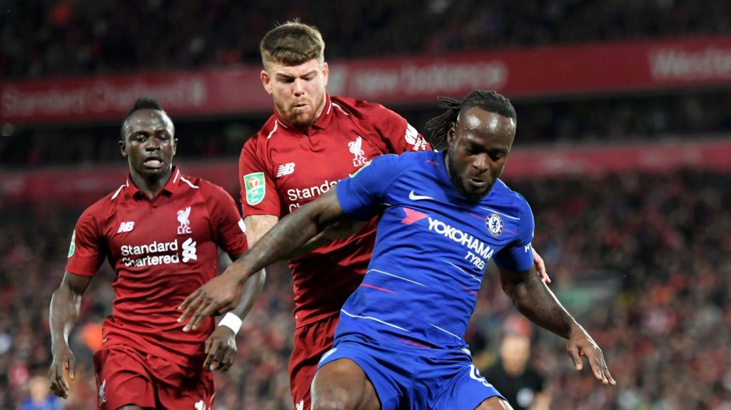 Victor Moses Chelsea Alberto Moreno Liverpool 2018