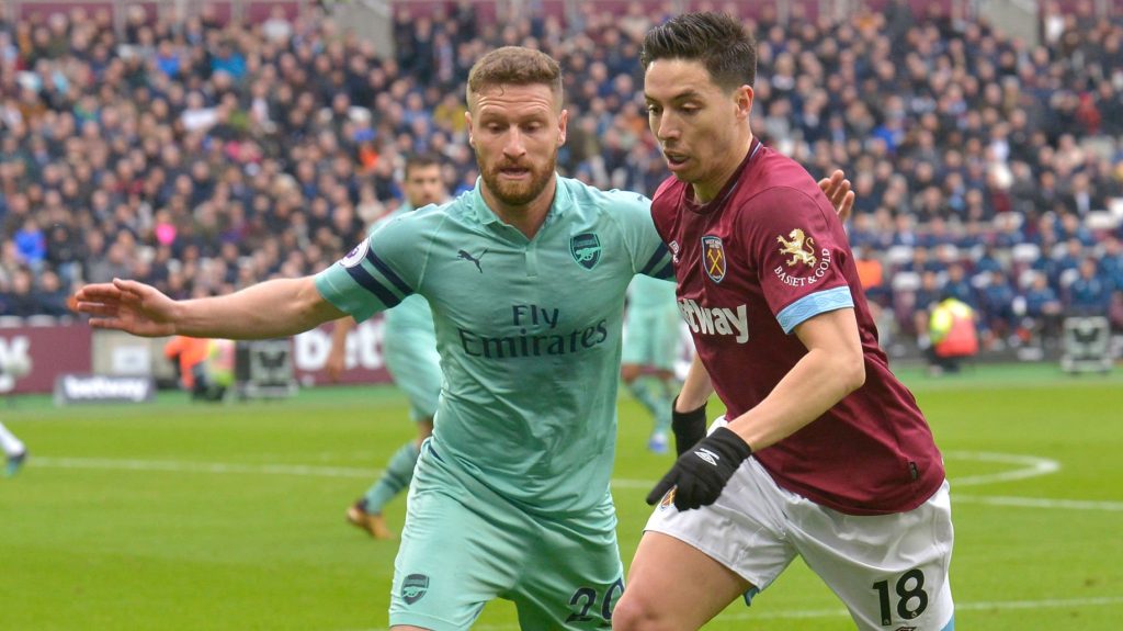 Samir Nasri West Ham United Shkodran Mustafi Arsenal 2019