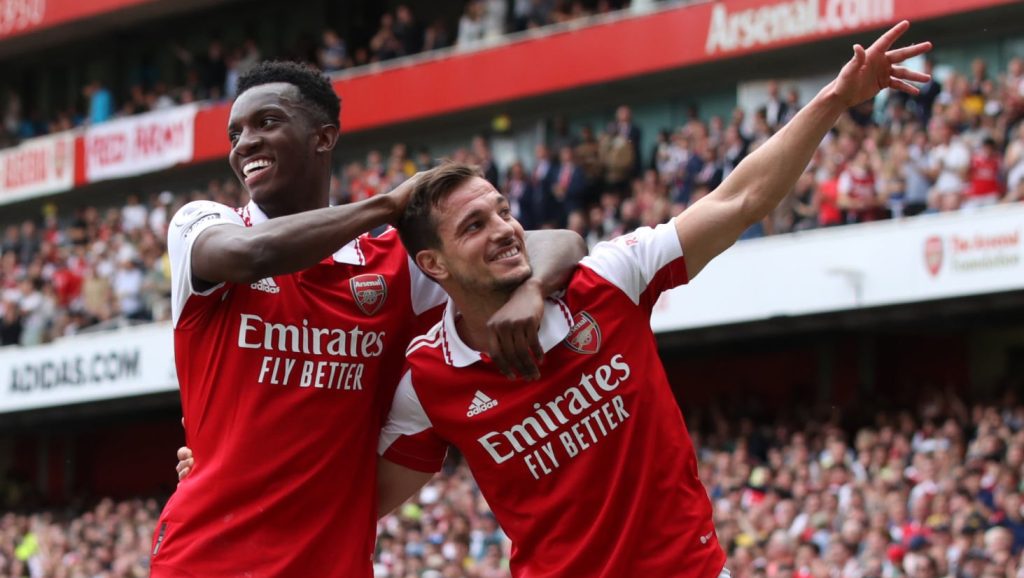 Eddie Nketiah Cedric Soares Arsenal 2022