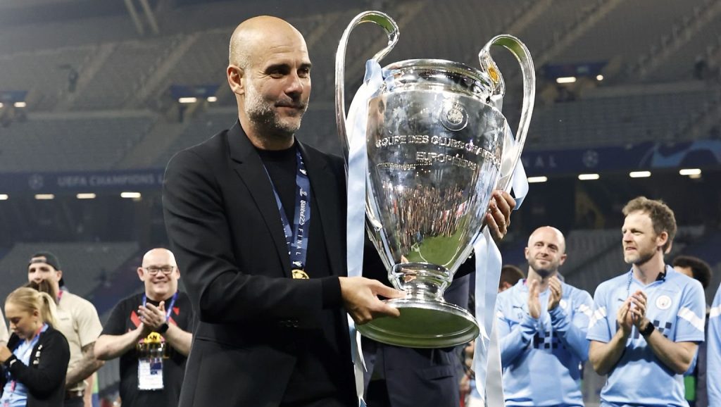 Manchester City FC Pep Guardiola UEFA Champions League trophy 2023