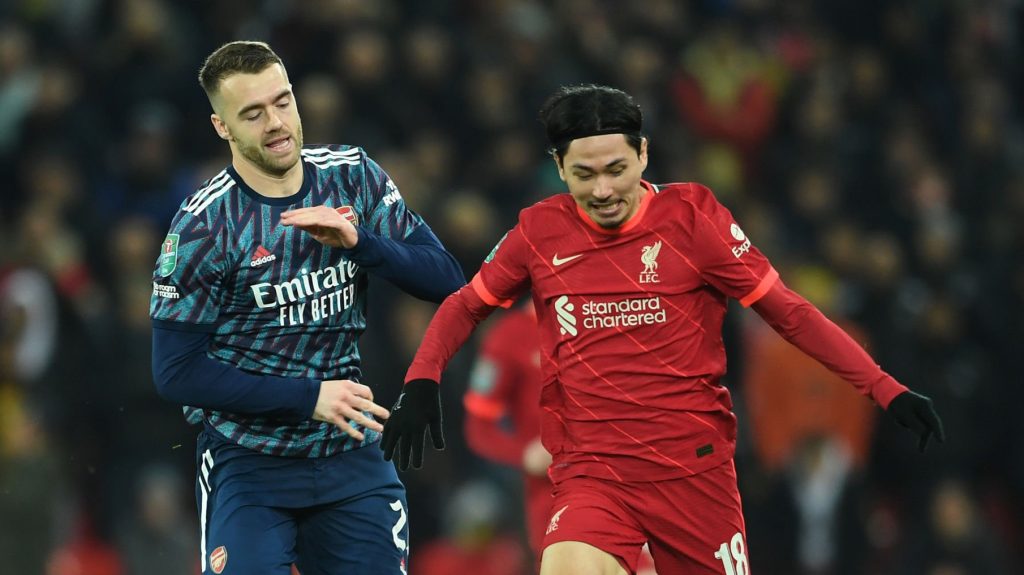 Calum Chambers Arsenal Takumi Minamino Liverpool 2022