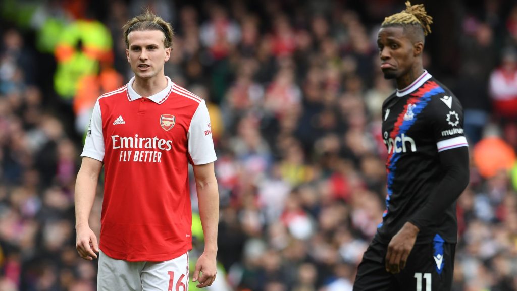 Rob Holding Arsenal Wilfred Zaha of Palace Premier League 2023