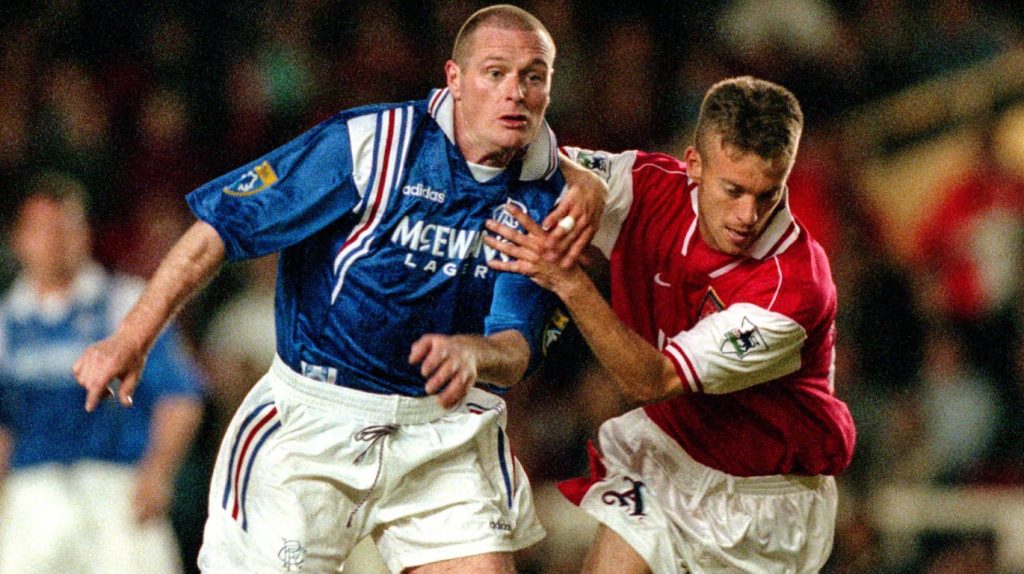 Paul Gascoigne Rangers Ian Selley Arsenal