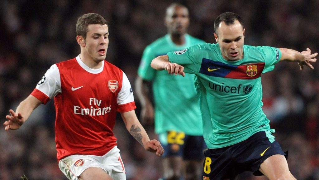 Andres Iniesta Barcelona Jack Wilshere Arsenal 2011