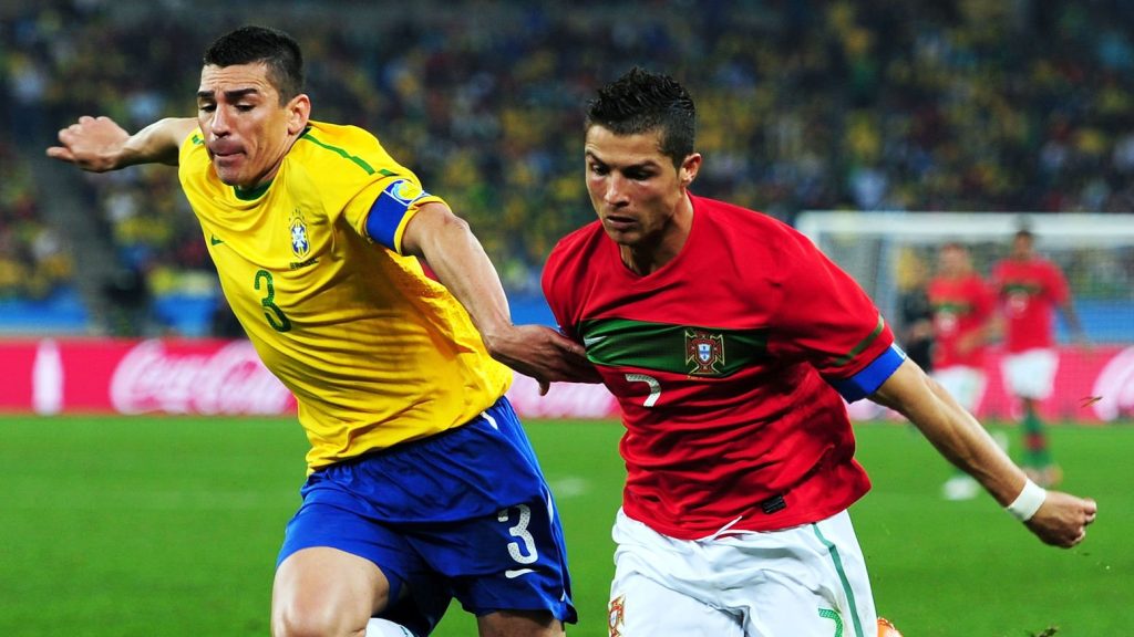 Cristiano Ronaldo Portugal Lucio Brazil 2010 FIFA World Cup