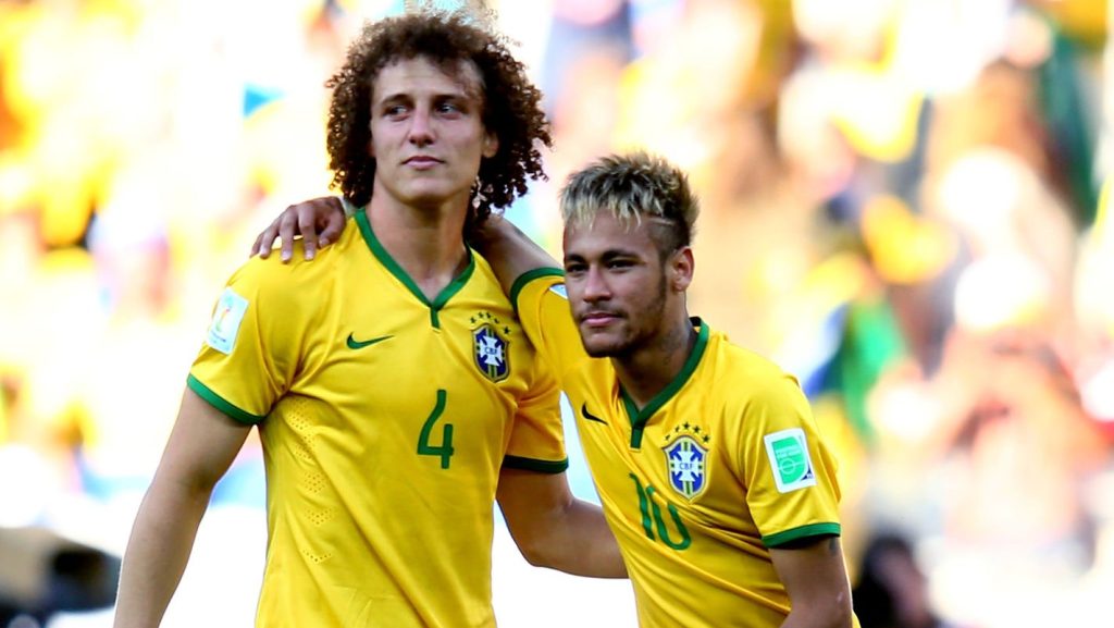 Neymar David Luiz Brazil 2014 FIFA World Cup 