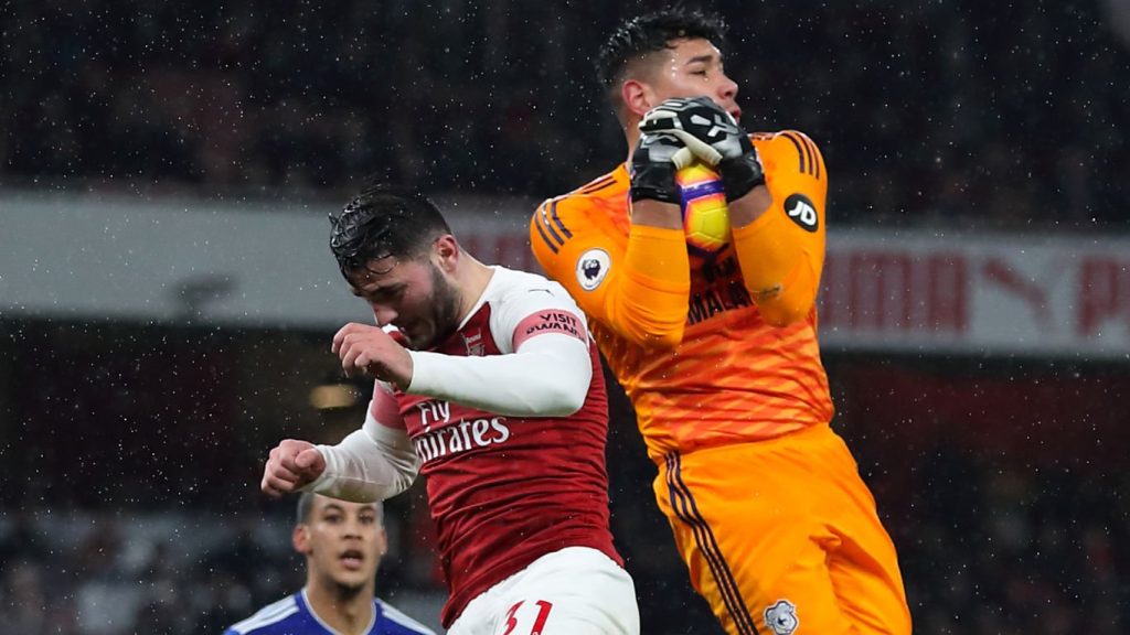Sead Kolasinac Arsenal Neil Etheridge Cardiff City Premier League Arsenal FC Cardiff City 2019