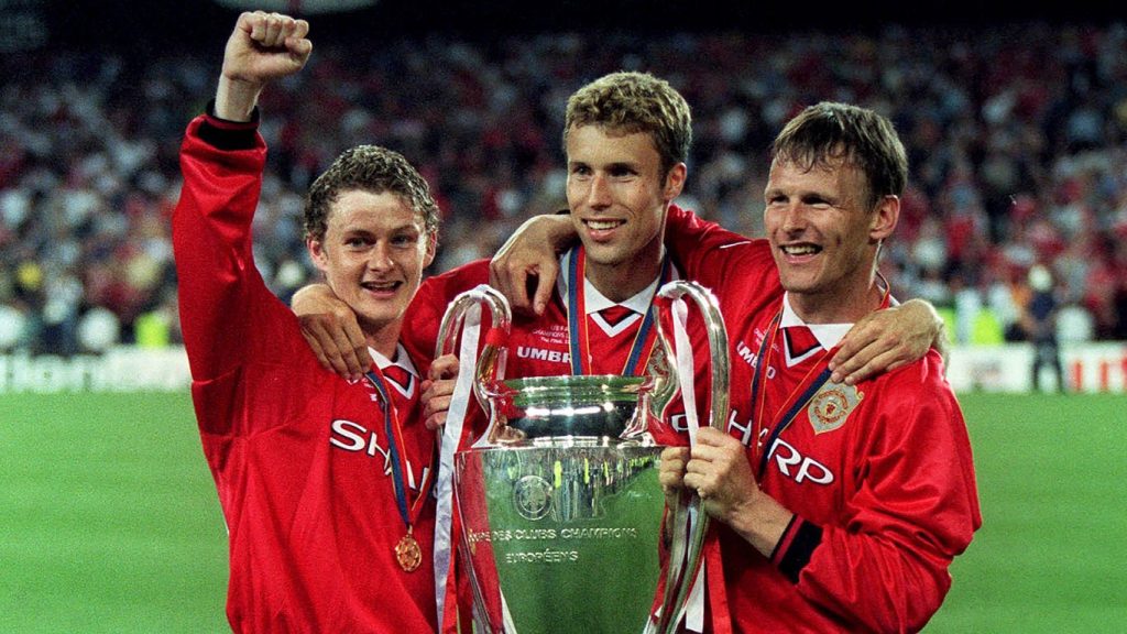 Ole Gunnar Solskjaer Manchester United Ronny Johnsen Teddy Sheringham 1999 UEFA Champions League Final match