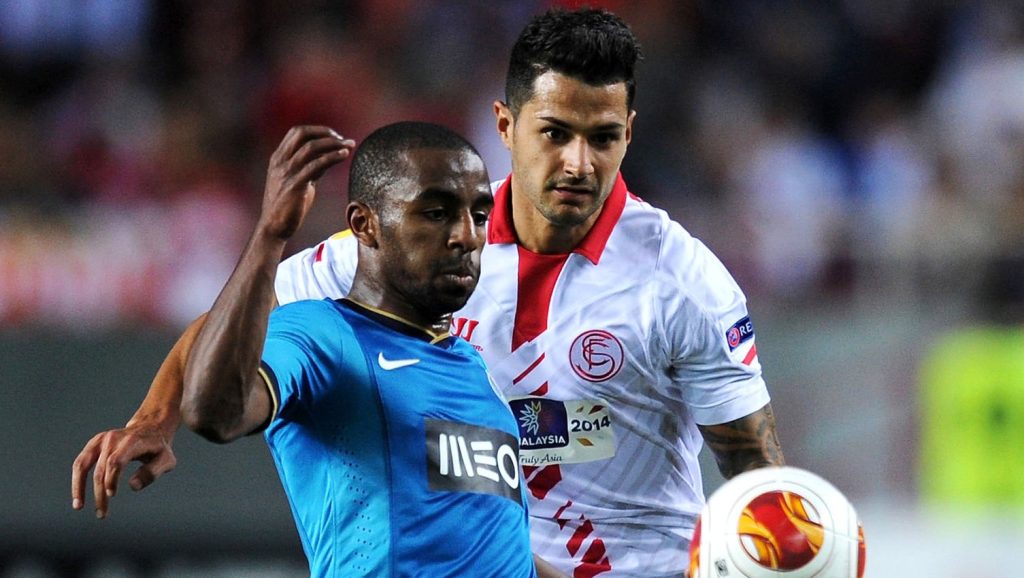 Eliaquim Mangala Porto Vitolo of Sevilla 2014