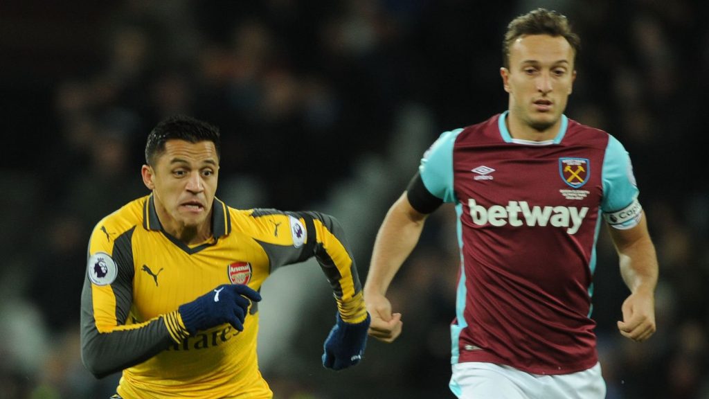 Alexis Sanchez Arsenal Mark Noble West Ham Premier League 2016