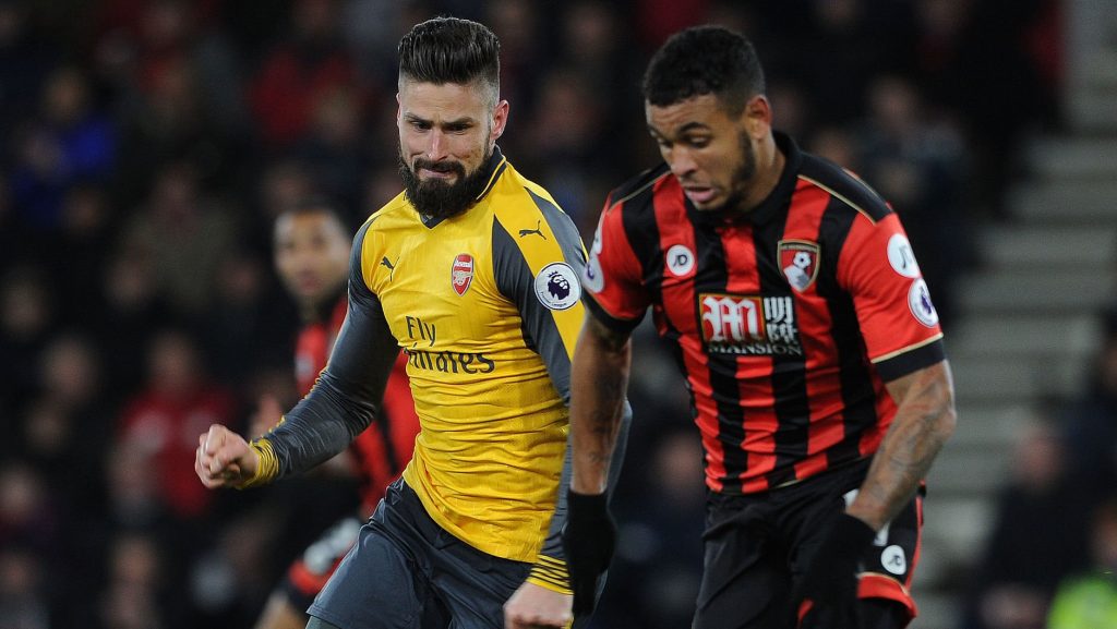 Olivier Giroud Arsenal Joshua King Bournemouth Premier League 2016