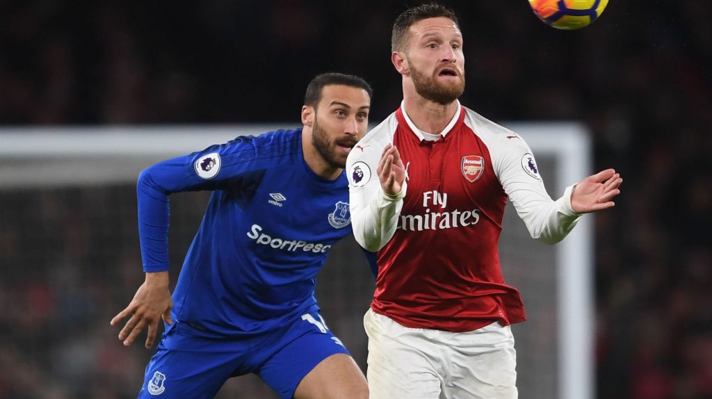 Shkodran Mustafi Arsenal Cenk Tosun Everton 2018